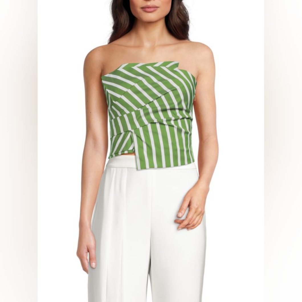 Nwt Bcbgmaxazria Striped Sleeveless Wrap Top 14 Msrp $228